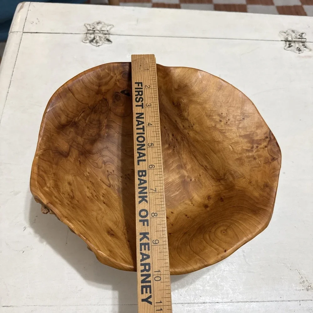Vintage hand carved Teak wood Decorative Bowl Natural Wood Dough Bowl